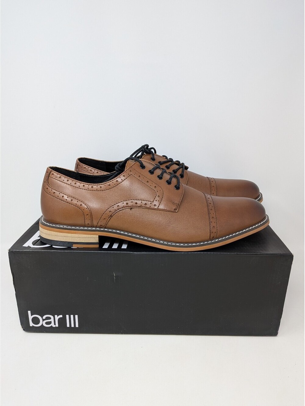Bar III Parker Men's Size 12M Tan Leather Cap Toe Oxford Dress Shoes - New